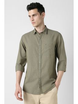 Peter England - Men'S Olive Slim Fit Textured Shirt