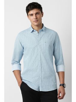 Peter England - Men's Light Blue Slim Fit Check Shirt