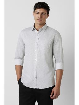 Peter England - Men's Light Grey Slim Fit Print Shirt