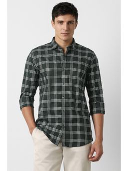 Peter England - Men's Black Slim Fit Check Shirt