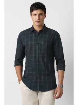 Peter England - Men's Black Slim Fit Check Shirt