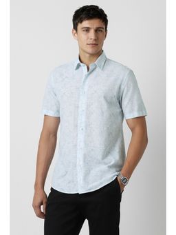 Peter England - Men's Blue Slim Fit Print Shirt