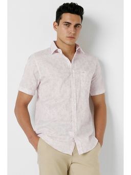 Peter England - Men's Pink Slim Fit Print Shirt