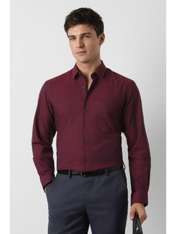 Peter England - Men's Maroon Regular Fit Shirt