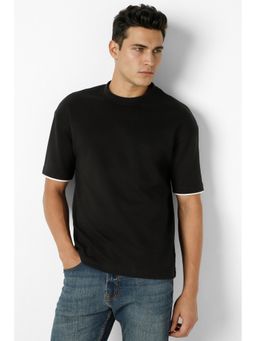 Peter England - Men's Black Solid T-Shirt