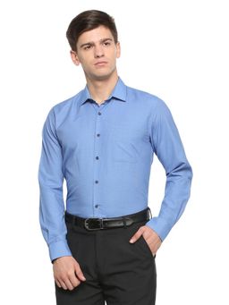 Peter England - Men's Blue Regular Fit Full Sleeves Formal Shirt