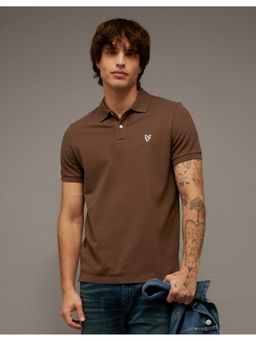 American Eagle - Brown Slim Fit Flex Pique Polo T-Shirt