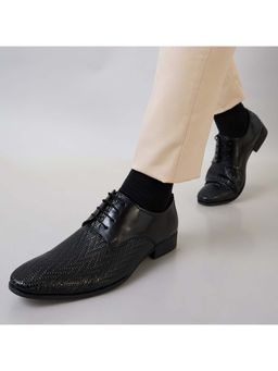REGAL - Black Men Formal Textured Leather Lace Up Derbies