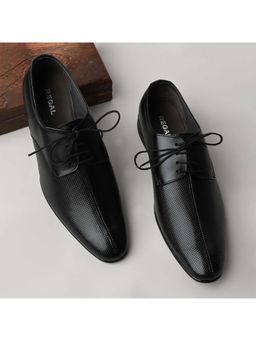 REGAL - Black Men Formal Textured Leather Lace Up Derbies