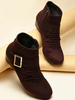ROCIA - Brown Women Suede Ankle Length Casual Boots