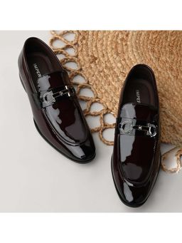 Imperio - Maroon Men Formal Patent Leather Buckled Slip On Loafers