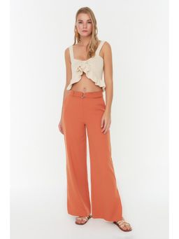 Trendyol - Womens Flared Orange Pants With Belt