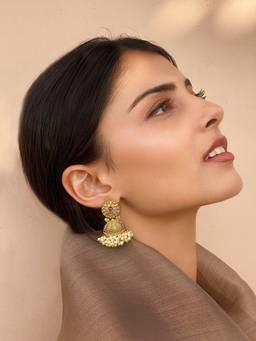 AVSA JEWELS - Pearl Gold Finish Jhumki Earrings