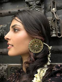 AVSA JEWELS - 18 kt Gold Plating Jodha Emerald Polki Studs