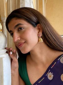 AVSA JEWELS - Pink Royal Elephant Jhumki Earrings