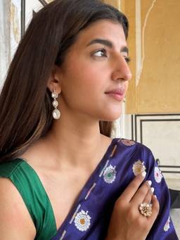 AVSA JEWELS - Gold Persis Moissanite Polki Dangler Earrings