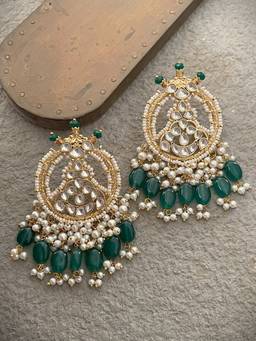 AVSA JEWELS - Green Hind Polki Earrings