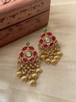 AVSA JEWELS - Gold Dina Antique Flower Earrings