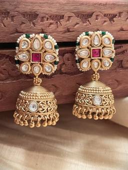 AVSA JEWELS - Gold Polki Jhumki Earrings