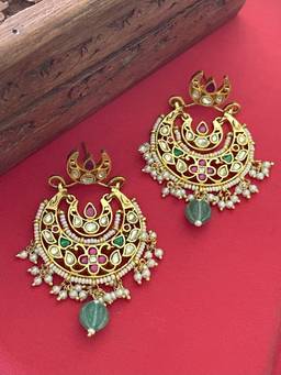 AVSA JEWELS - Ujjwala Polki Multicolour Chaandbaali Earrings