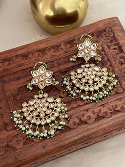 AVSA JEWELS - White Gurleen Polki Chaandbaali Earrings