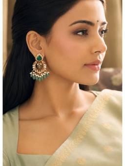 AVSA JEWELS - Green Malti Emerald Polki Earrings