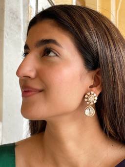 AVSA JEWELS - White Alka Moissanite Polki Drop Earrings