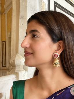 AVSA JEWELS - Gold Temple Jhumki Earrings