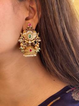 AVSA JEWELS - Multi-Color Nandhita Temple Jhumka Earrings