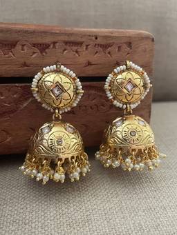 AVSA JEWELS - Gold Veda Polki Jhumki