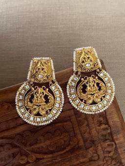 AVSA JEWELS - Gold Ava Temple Polki Earrings