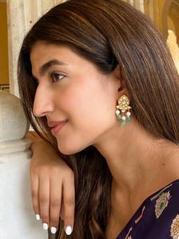 AVSA JEWELS - Green Ira Polki Earrings