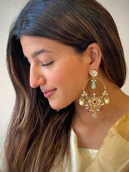 AVSA JEWELS - Multi-Color Laado Kundan Chandbalis Earrings