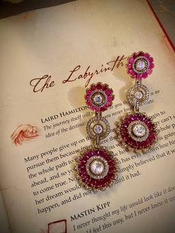 AVSA JEWELS - Red Urvi Polki Ruby Earrings