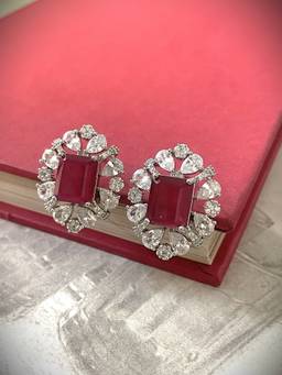 AVSA JEWELS - Red Ramya Ruby Zircon Doublet Earrings