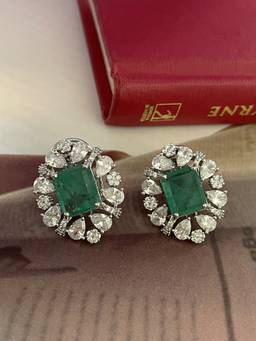 AVSA JEWELS - Multi Color Ananda Emerald Doublet Zircon Stud Earrings