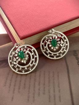 AVSA JEWELS - Green Karni Emerald Zircon Earrings