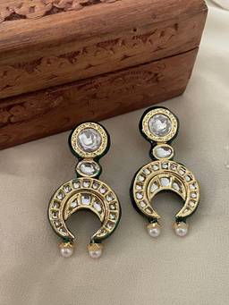 AVSA JEWELS - Multi-Color Ruhani Kundan Chaand Earrings