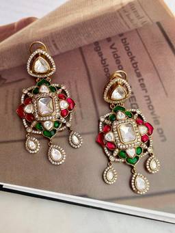 AVSA JEWELS - Gold Veda Polki Earrings