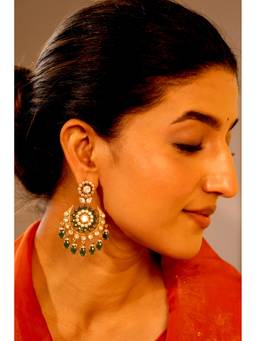 AVSA JEWELS - Green - Bhavani Emerald Moissanite Polki Earrings