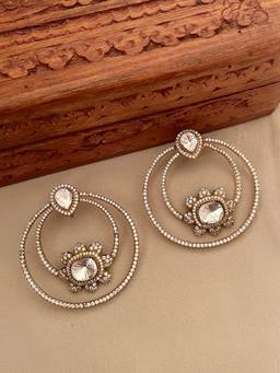 AVSA JEWELS - White Vaishnavi Polki Earrings