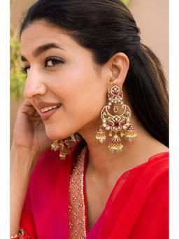 AVSA JEWELS - Multi Color Kuru Polki Chaandbaali Earrings