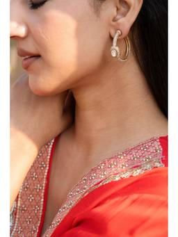 AVSA JEWELS - White Polki Hoop Earrings