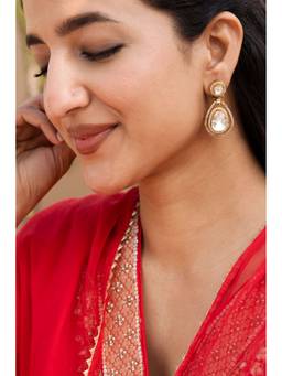 AVSA JEWELS - White Falak Polki Drop Earrings