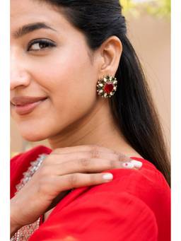 AVSA JEWELS - Red Ruby Emerald Stud Earrings