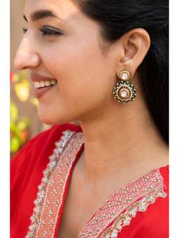 AVSA JEWELS - Multi Color Quessa Enamel Polki Earrings