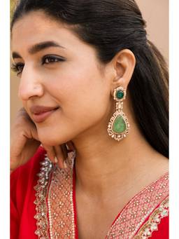 AVSA JEWELS - Green Shauryani Emerald Doublet Earrings