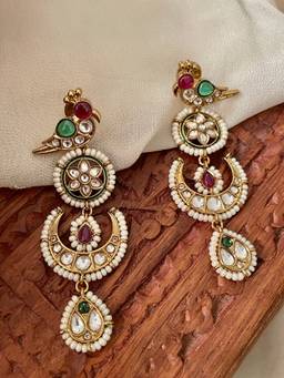 AVSA JEWELS - Multi Color Pakshi Moissanite Polki Earrings