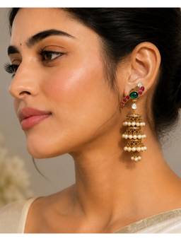 AVSA JEWELS - Gold Mayuri Polki Bird Motif Earrings
