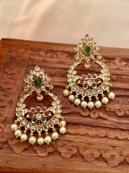 AVSA JEWELS - Green Kirtini Chandbaali Earrings